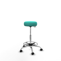 Tolosa giratorio similpiel turquesa base cromada ruedas engomadas 50mm aro cromado