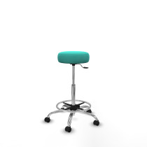 Tolosa giratorio similpiel turquesa base cromada ruedas engomadas 50mm aro cromado