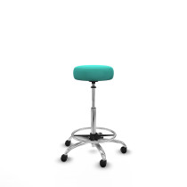 Tolosa giratorio similpiel turquesa base cromada ruedas engomadas 50mm aro cromado