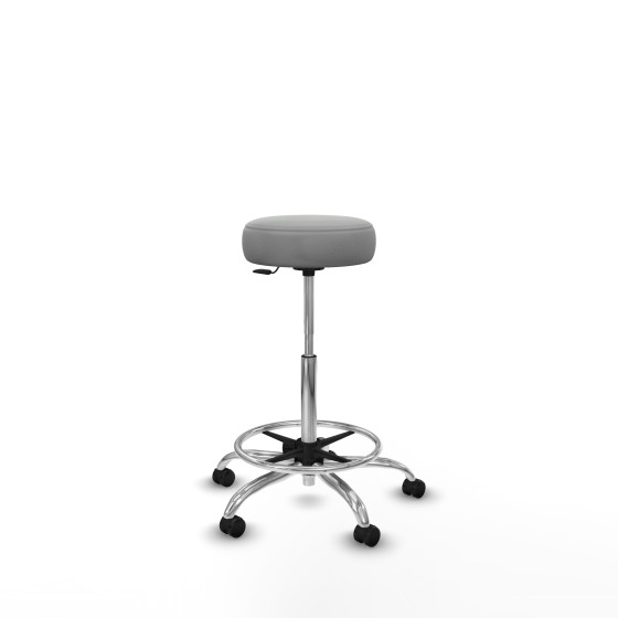 Tolosa giratorio similpiel gris claro base cromada ruedas engomadas 50mm aro cromado