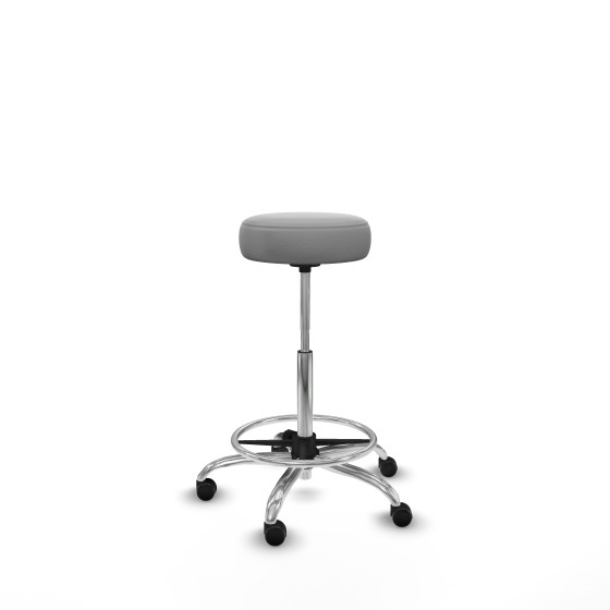 Tolosa giratorio similpiel gris claro base cromada ruedas engomadas 50mm aro cromado