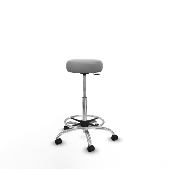 Tolosa giratorio similpiel gris claro base cromada ruedas engomadas 50mm aro cromado