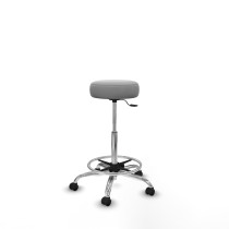 Tolosa giratorio similpiel gris claro base cromada ruedas engomadas 50mm aro cromado