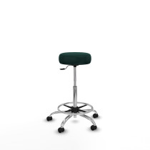 Tolosa giratorio similpiel verde botella base cromada ruedas engomadas 50mm aro cromado