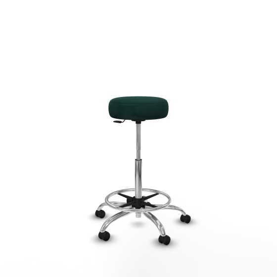 Tolosa giratorio similpiel verde botella base cromada ruedas engomadas 50mm aro cromado