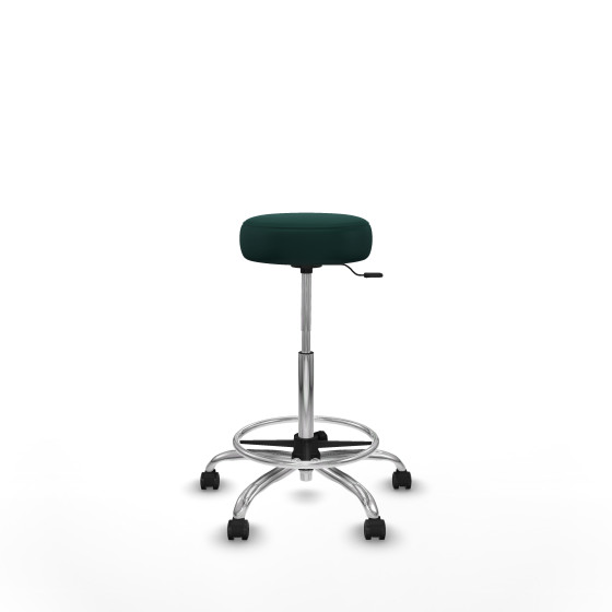 Tolosa giratorio similpiel verde botella base cromada ruedas engomadas 50mm aro cromado
