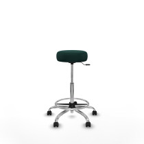Tolosa giratorio similpiel verde botella base cromada ruedas engomadas 50mm aro cromado