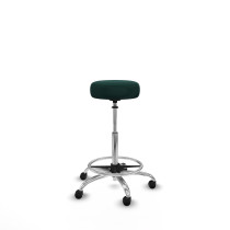 Tolosa giratorio similpiel verde botella base cromada ruedas engomadas 50mm aro cromado