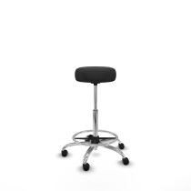 Tolosa giratorio similpiel gris oscuro base cromada ruedas engomadas 50mm aro cromado