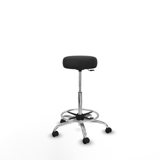 Tolosa giratorio similpiel gris oscuro base cromada ruedas engomadas 50mm aro cromado