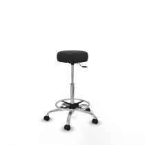 Tolosa giratorio similpiel gris oscuro base cromada ruedas engomadas 50mm aro cromado