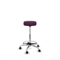 Tolosa giratorio similpiel morado base cromada ruedas engomadas 50mm aro cromado