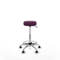 Tolosa giratorio similpiel morado base cromada ruedas engomadas 50mm aro cromado
