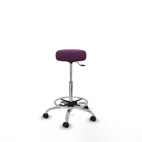 Tolosa giratorio similpiel morado base cromada ruedas engomadas 50mm aro cromado