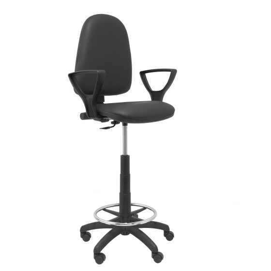 Taburete Aýna similpiel negro con brazos