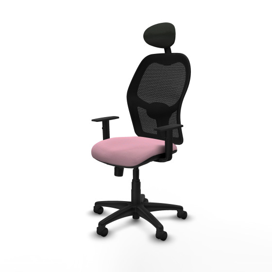 Alocén sincro malla negra bali rosa brazos 1D base poliamida cabecero fijo ruedas nailon 50mm