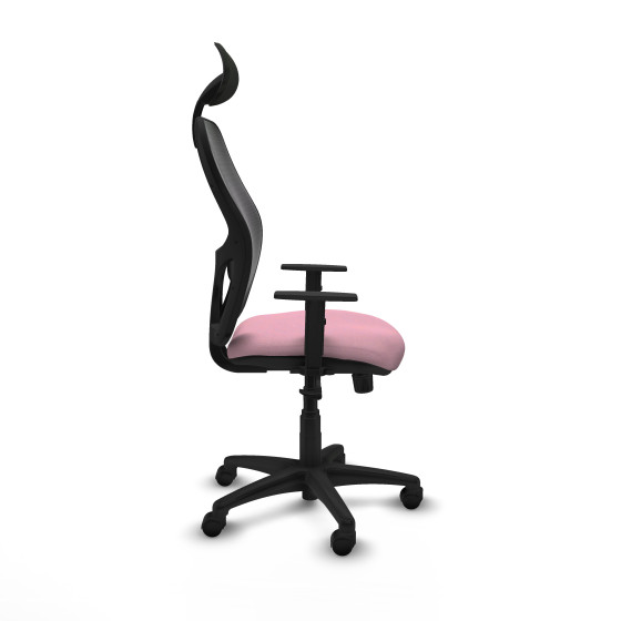 Alocén sincro malla negra bali rosa brazos 1D base poliamida cabecero fijo ruedas nailon 50mm