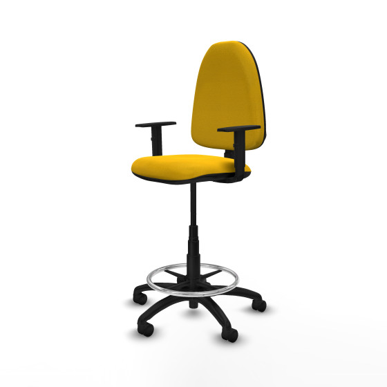 Taburete Aýna CP bali amarillo brazos 1D base poliamida ruedas nailon 50mm