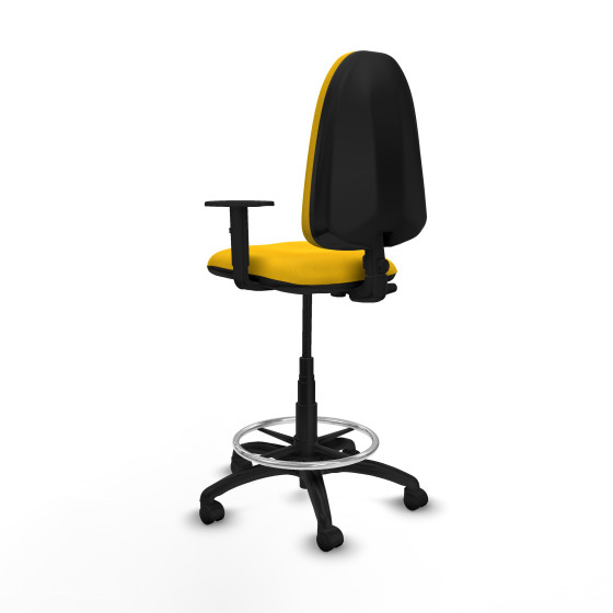Taburete Aýna CP bali amarillo brazos 1D base poliamida ruedas nailon 50mm