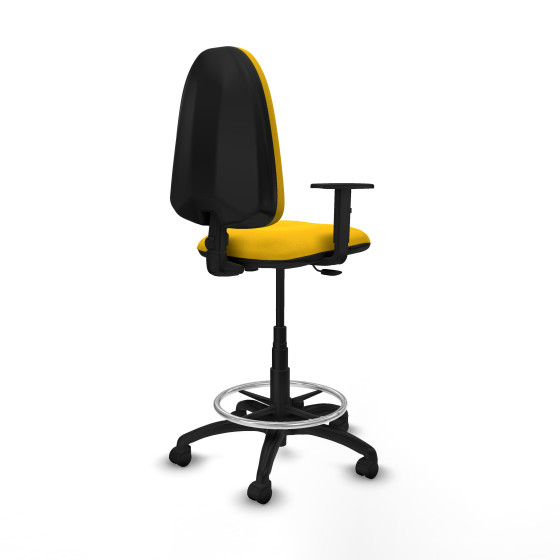 Taburete Aýna CP bali amarillo brazos 1D base poliamida ruedas nailon 50mm