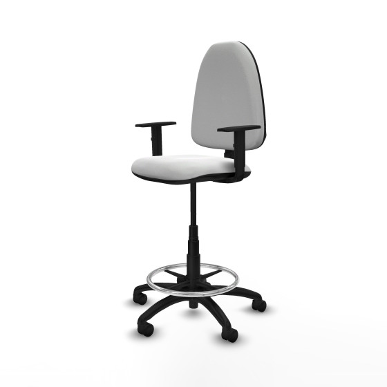 Taburete Aýna CP bali blanco brazos 1D base poliamida ruedas nailon 50mm