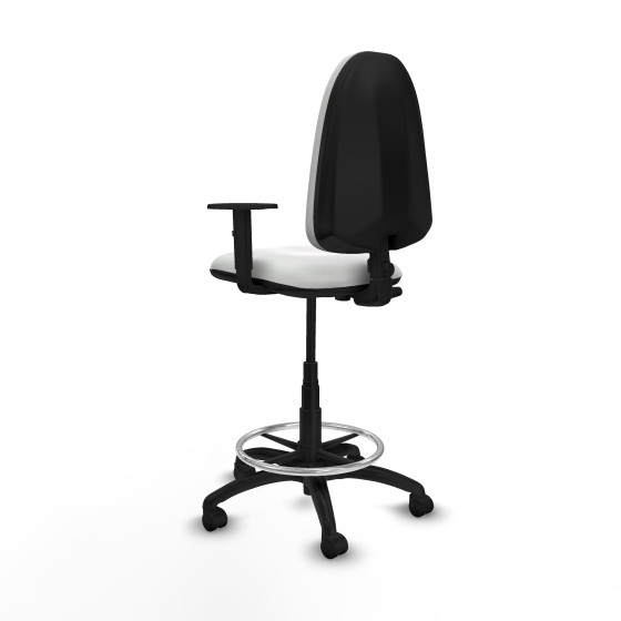Taburete Aýna CP bali blanco brazos 1D base poliamida ruedas nailon 50mm