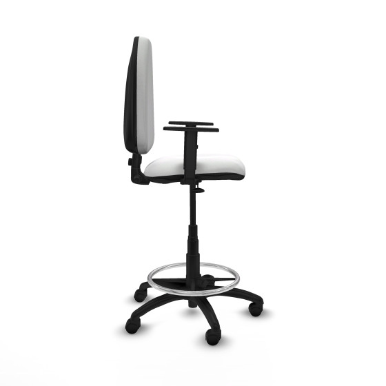 Taburete Aýna CP bali blanco brazos 1D base poliamida ruedas nailon 50mm