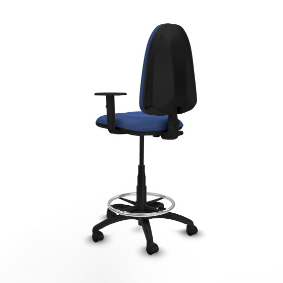 Taburete Aýna CP bali azul marino brazos 1D base poliamida ruedas nailon 50mm