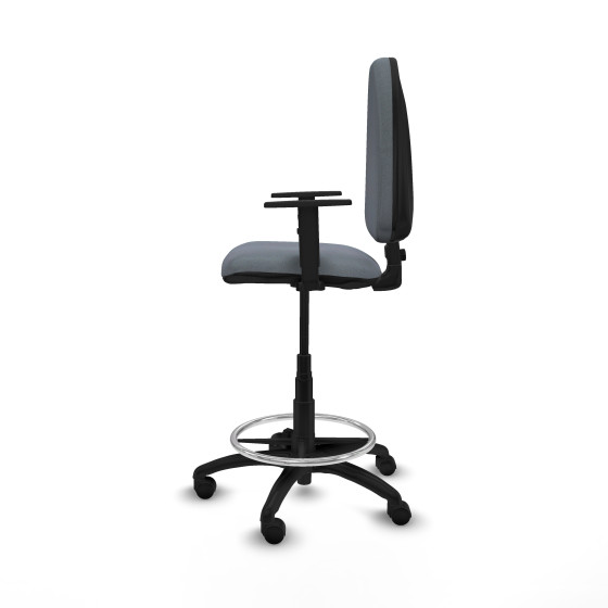 Taburete Aýna CP bali gris brazos 1D base poliamida ruedas nailon 50mm