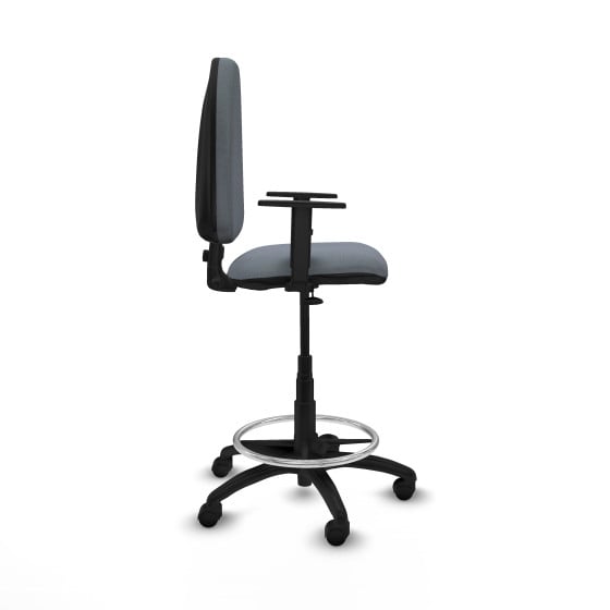 Taburete Aýna CP bali gris brazos 1D base poliamida ruedas nailon 50mm