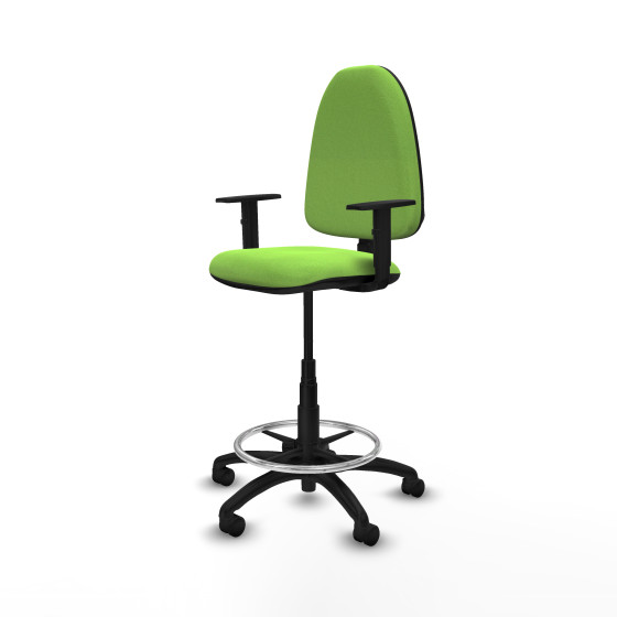 Taburete Aýna CP bali pistacho brazos 1D base poliamida ruedas nailon 50mm