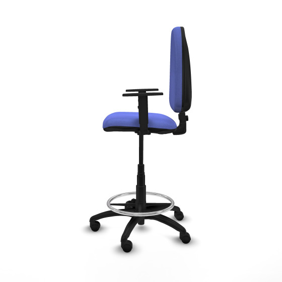 Taburete Aýna CP bali azul claro brazos 1D base poliamida ruedas nailon 50mm