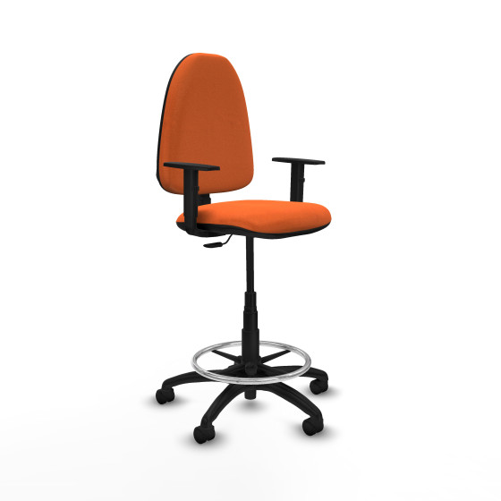 Taburete Aýna CP bali naranja brazos 1D base poliamida ruedas nailon 50mm