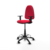 Taburete Aýna CP bali rojo brazos 1D base poliamida ruedas nailon 50mm