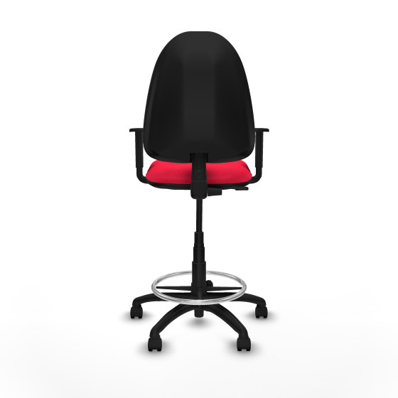 Taburete Aýna CP bali rojo brazos 1D base poliamida ruedas nailon 50mm