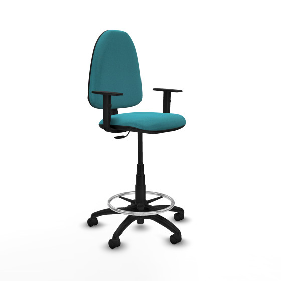 Taburete Aýna CP bali turquesa brazos 1D base poliamida ruedas nailon 50mm
