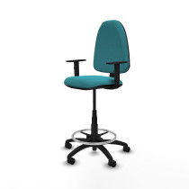 Taburete Aýna CP bali turquesa brazos 1D base poliamida ruedas nailon 50mm