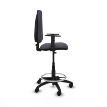 Taburete Aýna CP bali gris oscuro brazos 1D base poliamida ruedas nailon 50mm