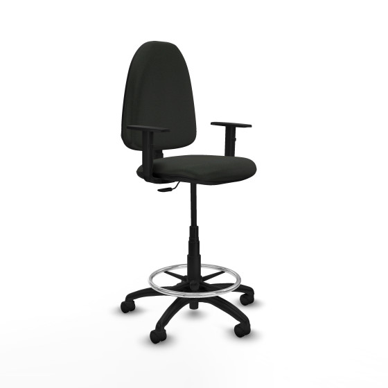 Taburete Aýna CP bali negro brazos 1D base poliamida ruedas nailon 50mm