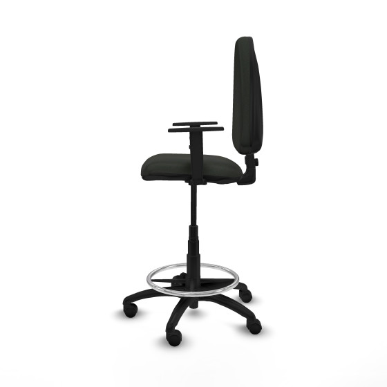 Taburete Aýna CP bali negro brazos 1D base poliamida ruedas nailon 50mm