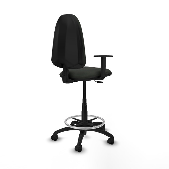 Taburete Aýna CP bali negro brazos 1D base poliamida ruedas nailon 50mm