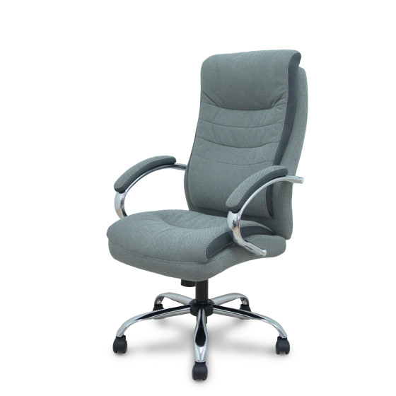 Sillón Opti533 basculante tapizado tela color gris base cromo ruedas nailon
