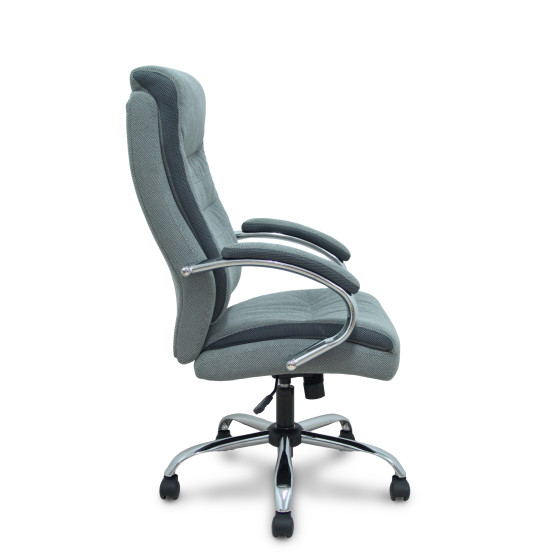 Sillón Opti533 basculante tapizado tela color gris base cromo ruedas nailon