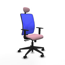 Motilla sincro malla azul bali rosa brazos 1D base piramidal cabecero fijo ruedas 65mm nailon