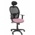 Silla Alocén malla negra asiento bali rosa brazos regulables cabecero fijo