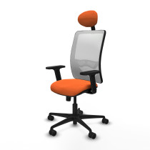 Zulema sincro malla blanca bali naranja brazos 2D base nailon cabecero fijo ruedas 65mm nailon