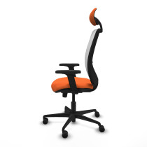 Zulema sincro malla blanca bali naranja brazos 2D base nailon cabecero fijo ruedas 65mm nailon