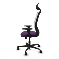 Zulema sincro malla blanca bali morado brazos 2D base nailon cabecero fijo ruedas 65mm nailon
