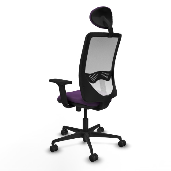 Zulema sincro malla blanca bali morado brazos 2D base nailon cabecero fijo ruedas 65mm nailon
