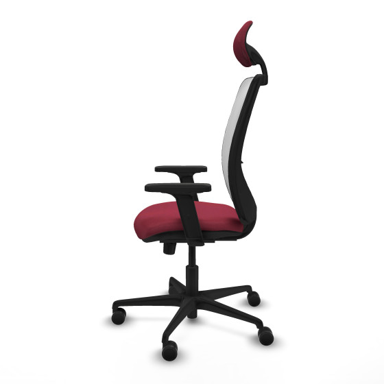 Zulema sincro malla blanca bali granate brazos 2D base nailon cabecero fijo ruedas 65mm nailon
